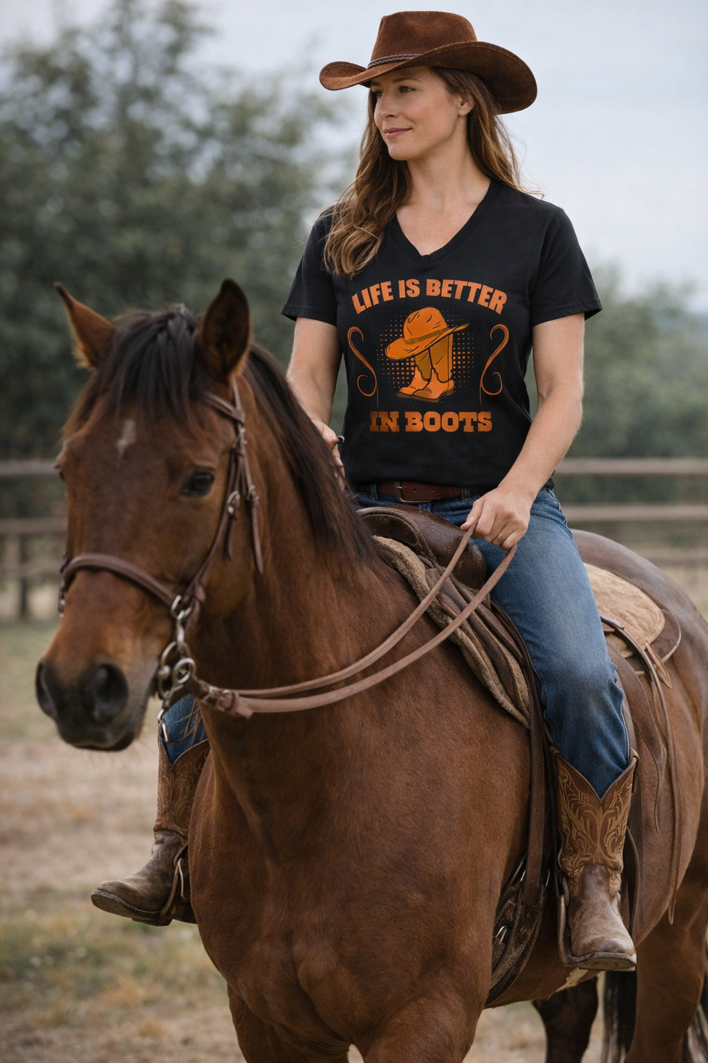 Life Is Better In Boots V-Neck Shirt