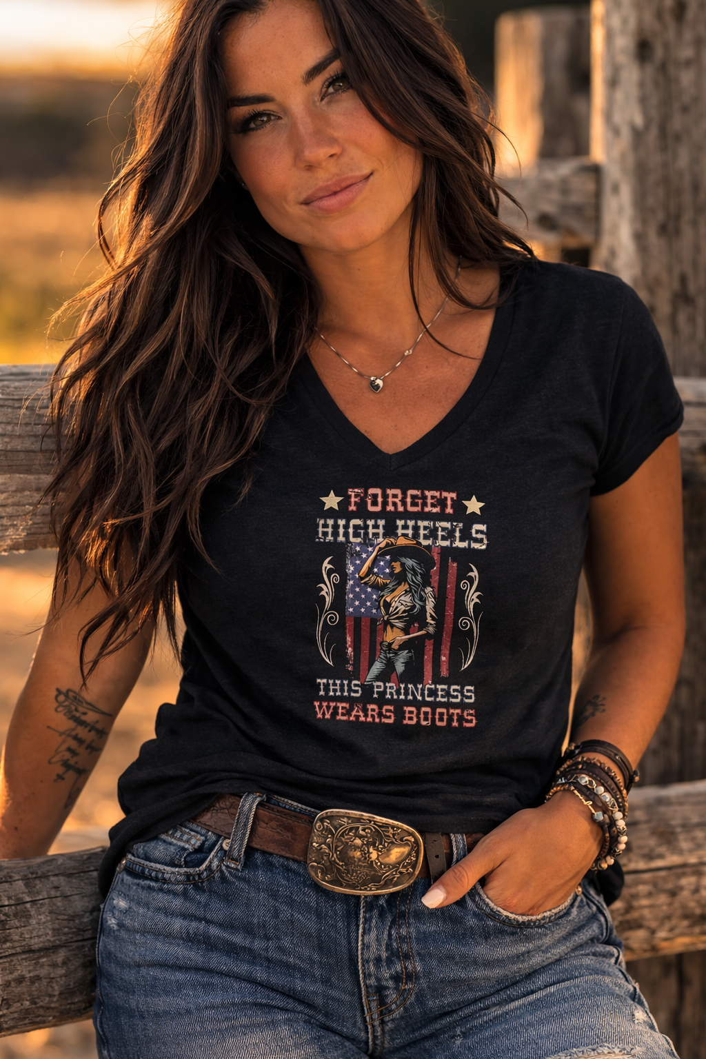 Forget High Heels This Princess Wears Boots Western V-Neck Shirt