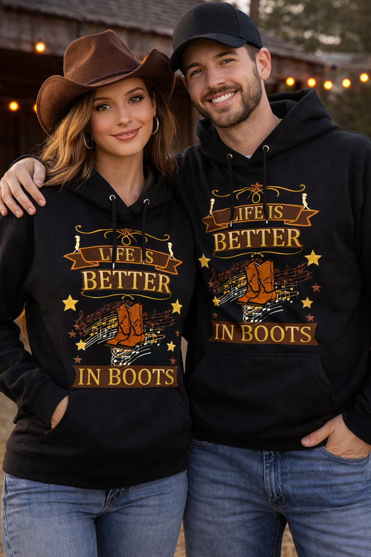 Life Is Better In Boots – Western & Linedance Unisex Hoodie